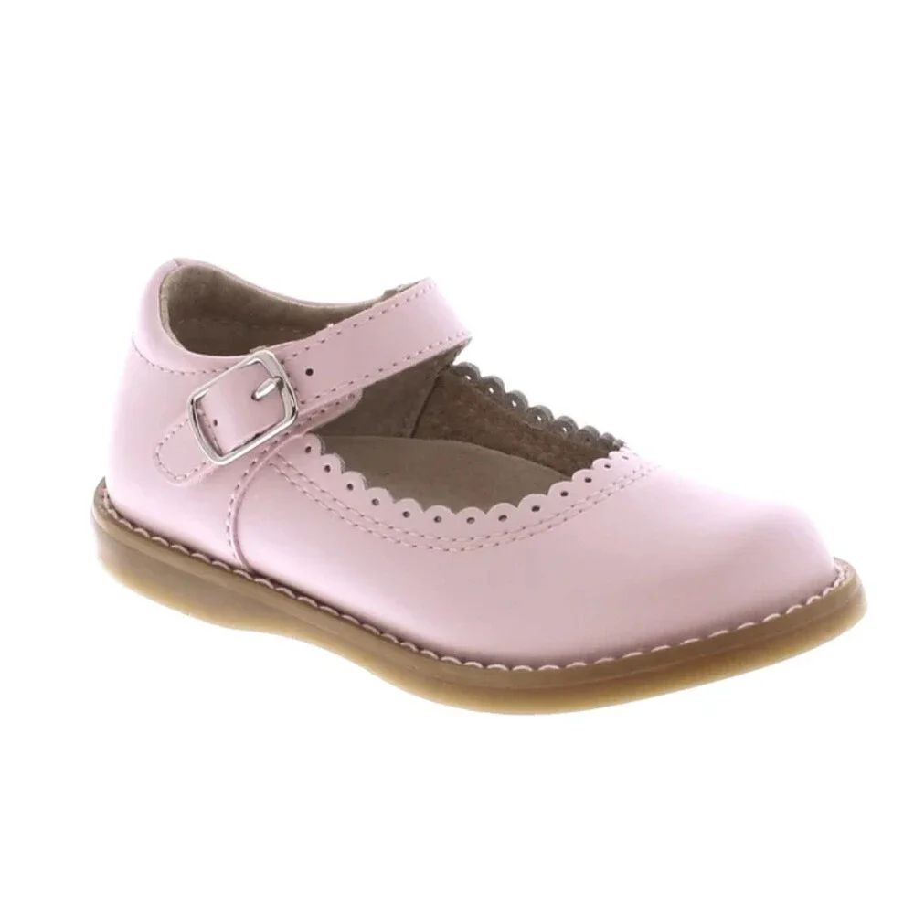 FootMates Allie Flats Girls 13 Rose Leather Adjustable Strap Mary Jane ZOGG3945